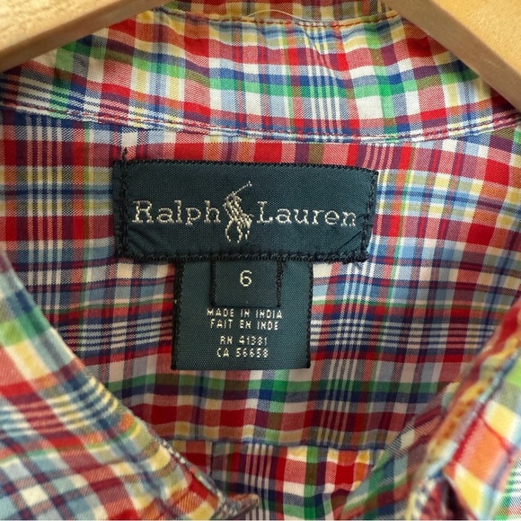 Ralph Lauren Boys Plaid Button-Down Shirt Size 6 Long Sleeve Multicolor Cotton - Picture 5 of 10